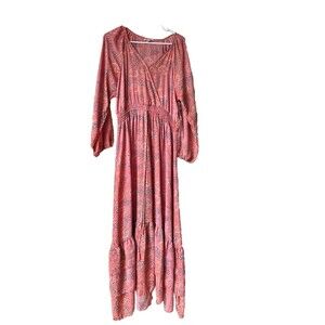 NWT Anthropologie Boemo Maxi Dress XL Tiered Ruffle Smocked Waist Hippy Boho